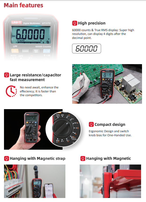 UT117C Multimeter Digital 60000 Counts Bluetooth True RMS