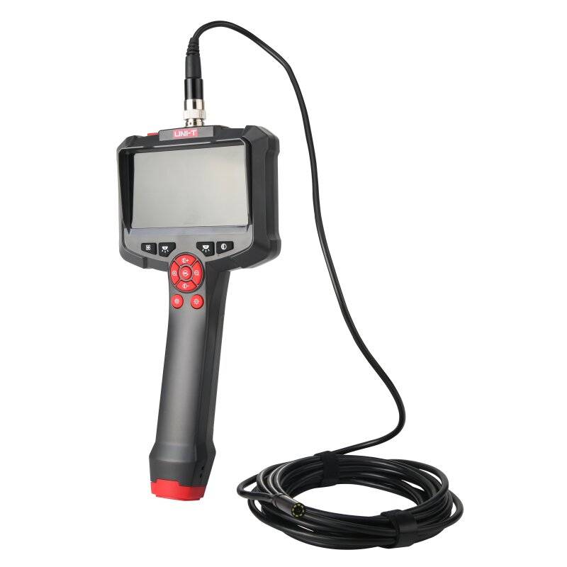 Das UNI-T UT665P-5m Industrie-Endoskop mit 5 Meter langer, aufgerollter Sonde vor weißem Hintergrund.
