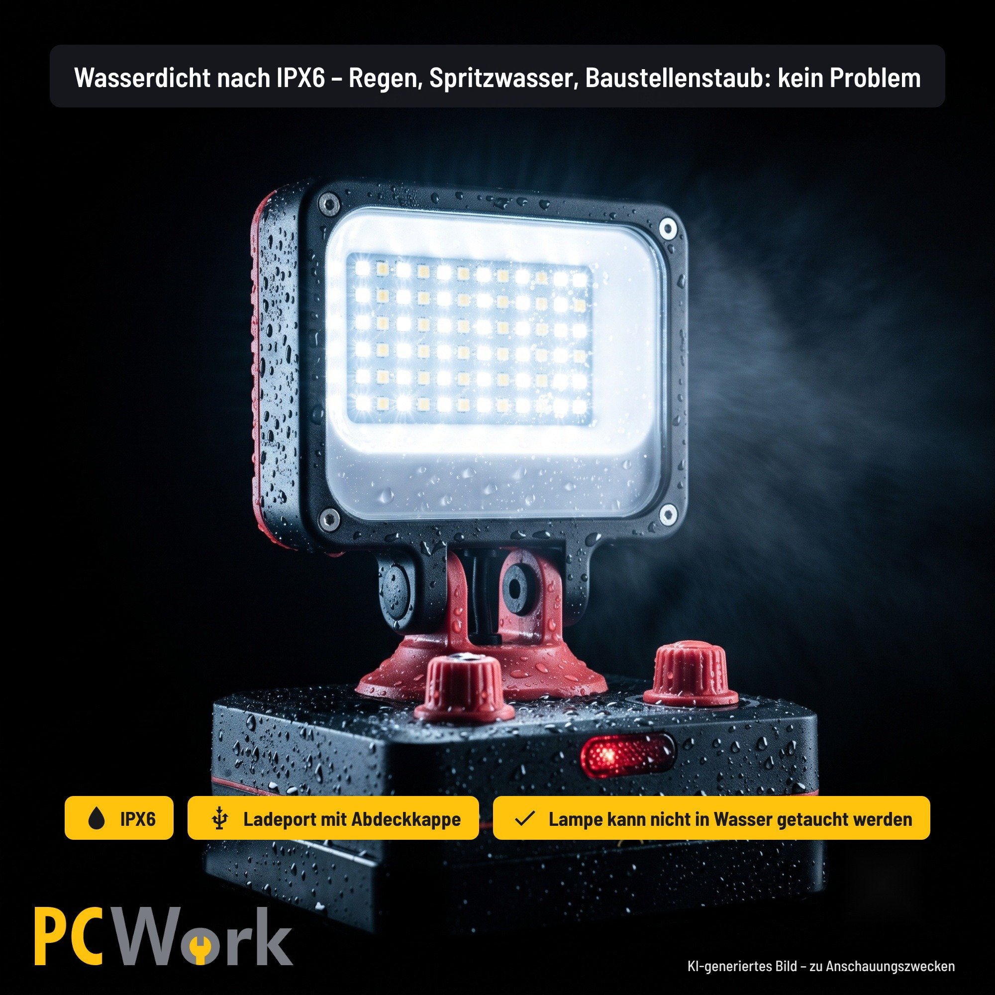 PCW12Q wassergeschützte LED-Arbeitsleuchte nach Schutzklasse IPX6 im Regen