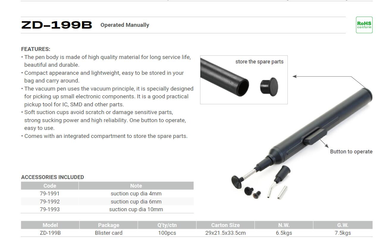 ZD-199B Vakuumpipette Vakuumgreifer Bauteilheber