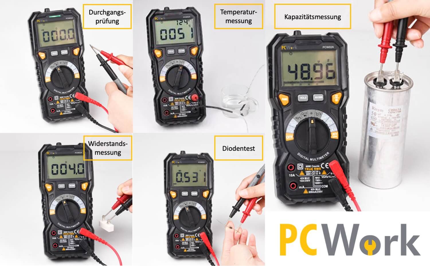 PCW02A Digitalmultimeter, True RMS, CAT IV 600V