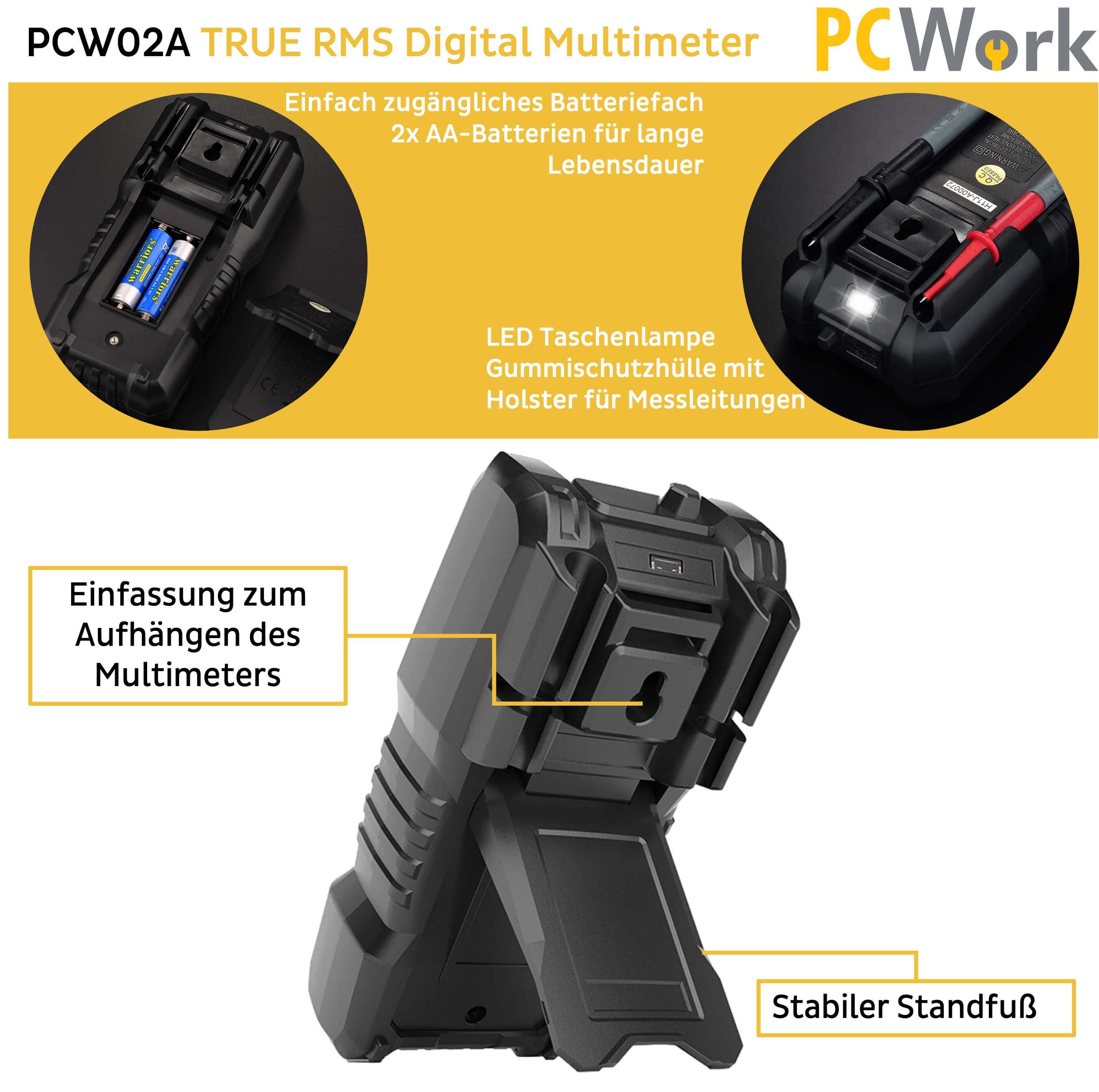 PCW02A Digitalmultimeter, True RMS, CAT IV 600V