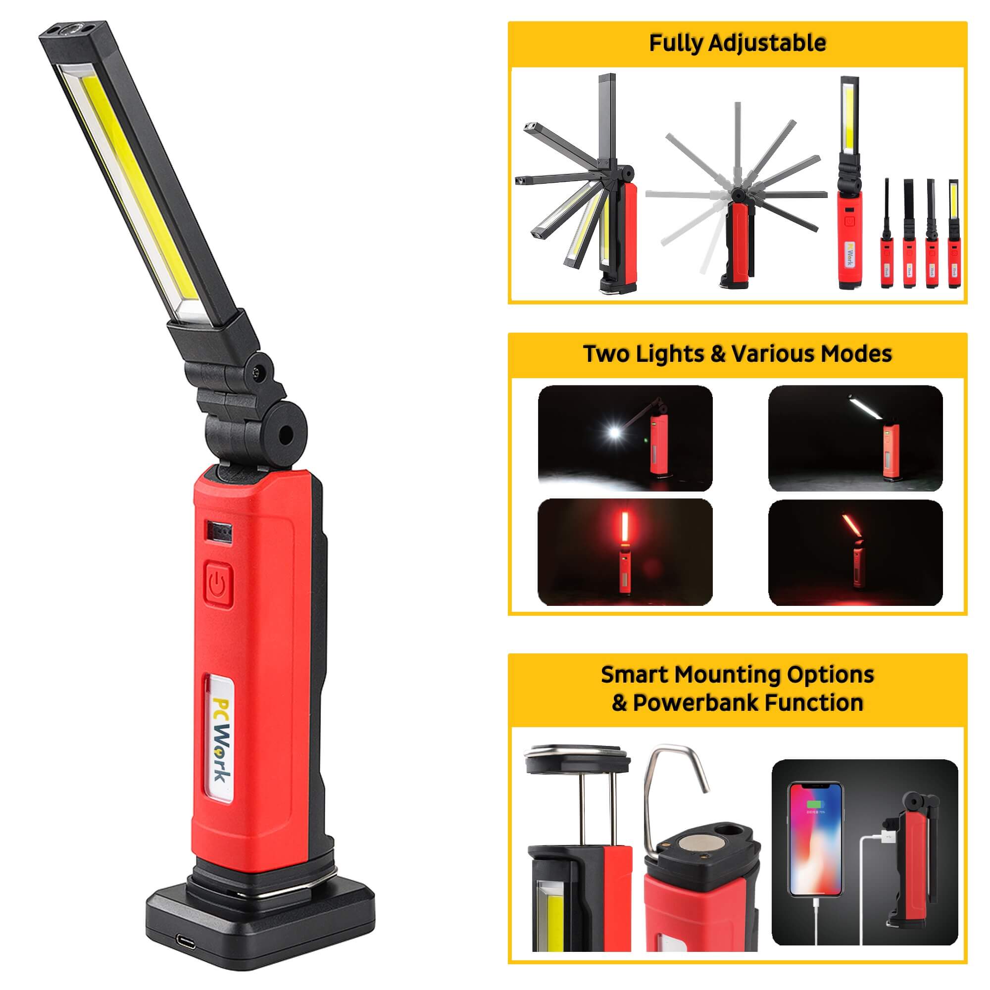 PCW12K LED Arbeitslampe 600lm wiederaufladbar Akku Arbeitsleuchte