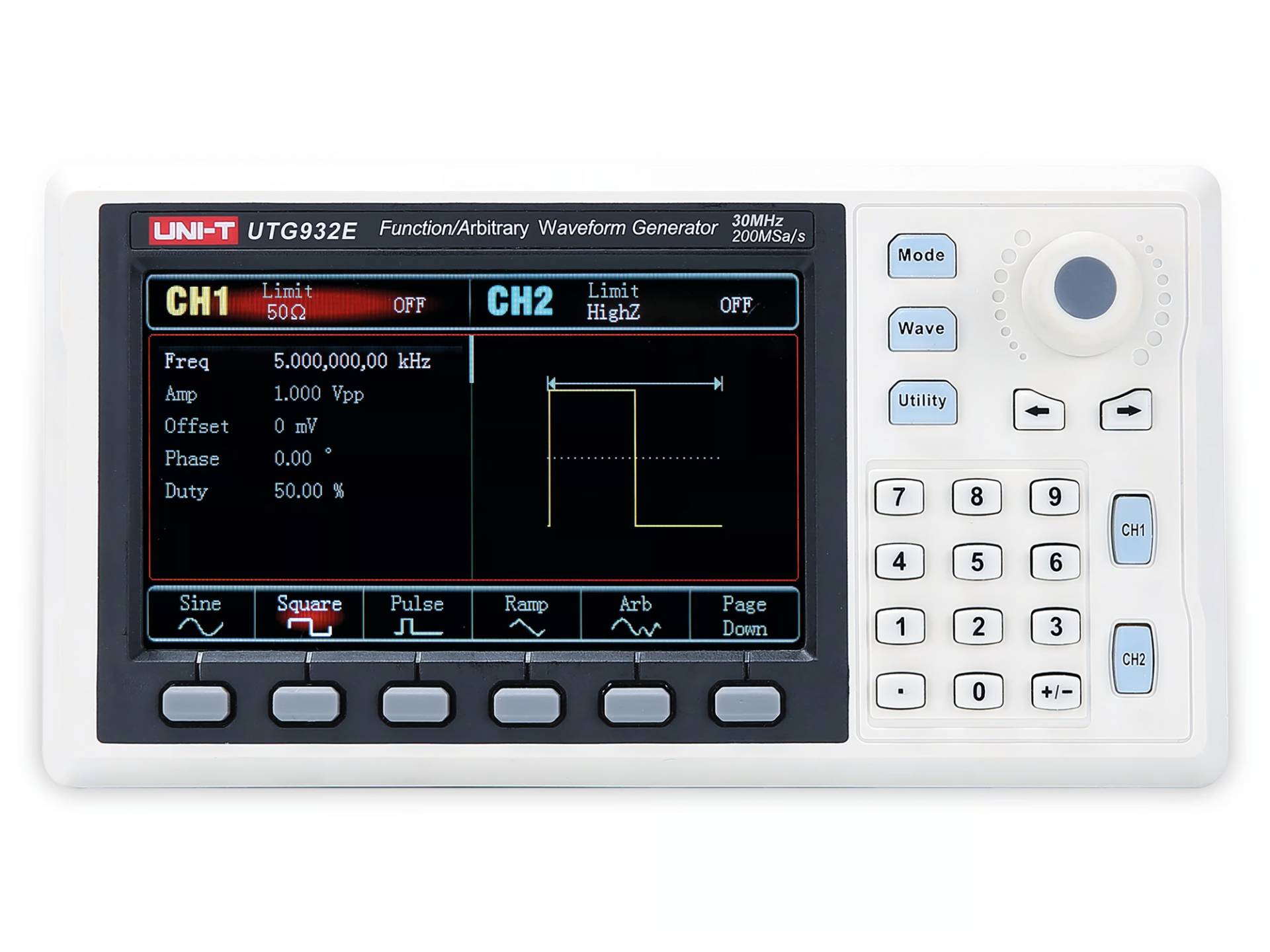 UTG932E Funktionsgenerator 30 MHz | 2-Kanal DDS, 200 MS/s & 14-Bit