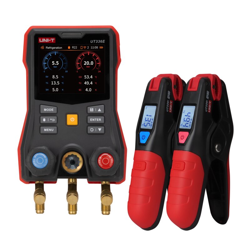 UT336E KIT digitale Monteurhilfe mit Farbdisplay und zwei Funk-Temperaturzangen UT320i