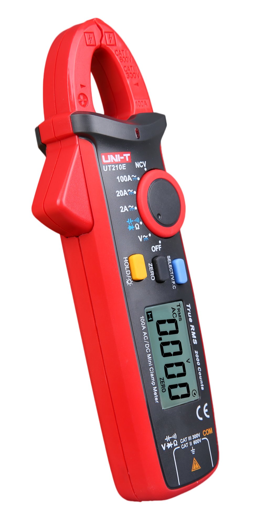 UNI-T UT210E Mini Digital-Stromzange True RMS AC/DC 100A leicht gedrehte Ansicht von links