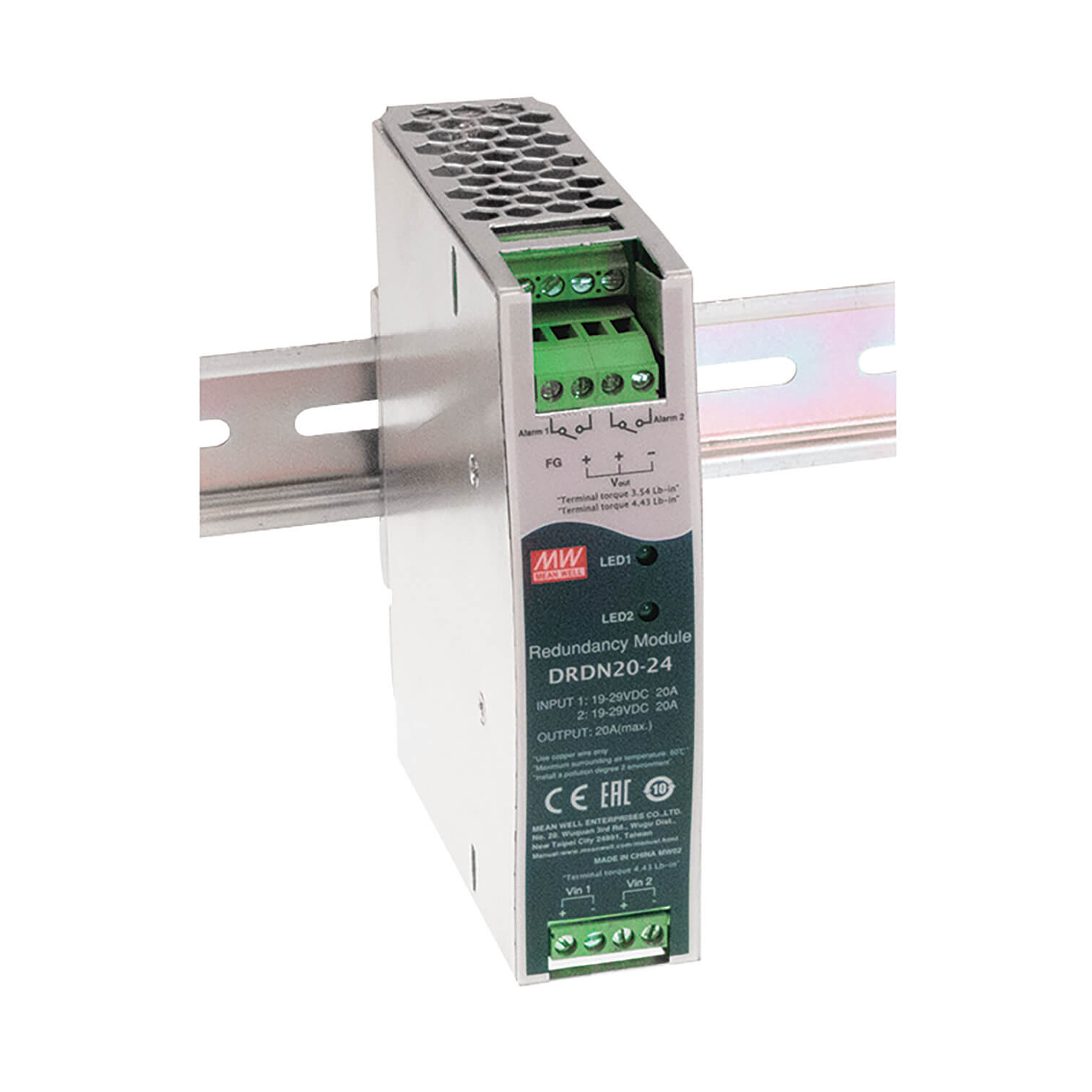 DRDN20-12 RedundanzModul, DIN-Schiene 12V, 0-20A, MEAN WELL