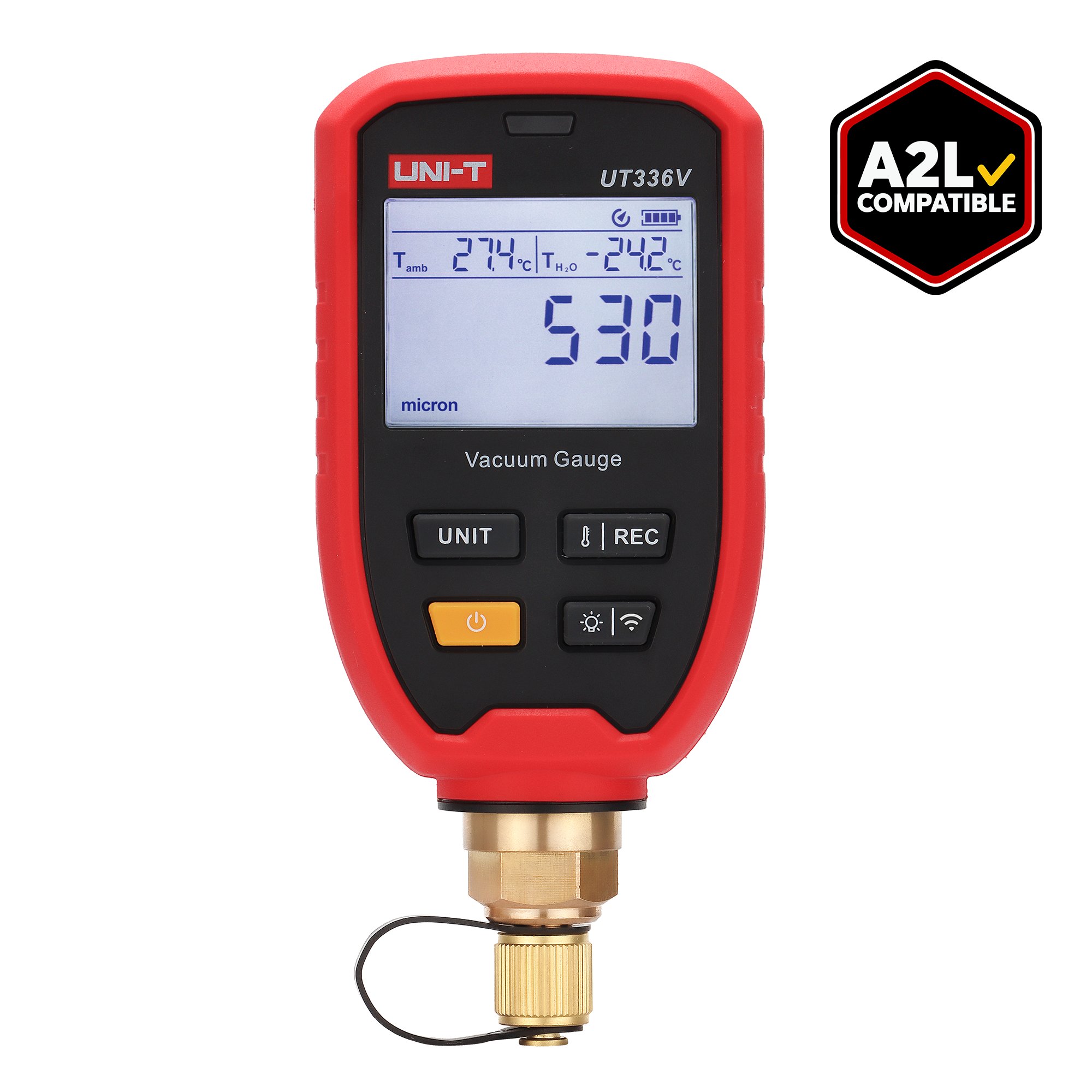 UNI-T UT336V Digital-Vakuummeter mit Kennzeichnung für Kompatibilität mit A2L-Kältemitteln