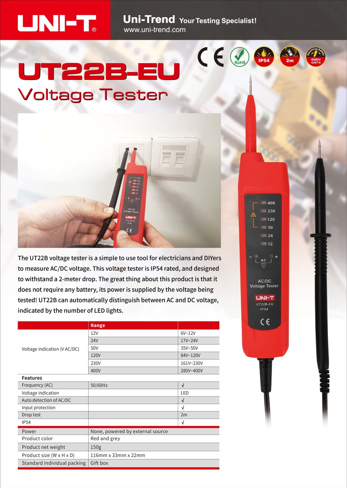 uni-t-ut22b-eu-voltage-tester-spannungstester-unitrend-flyer 