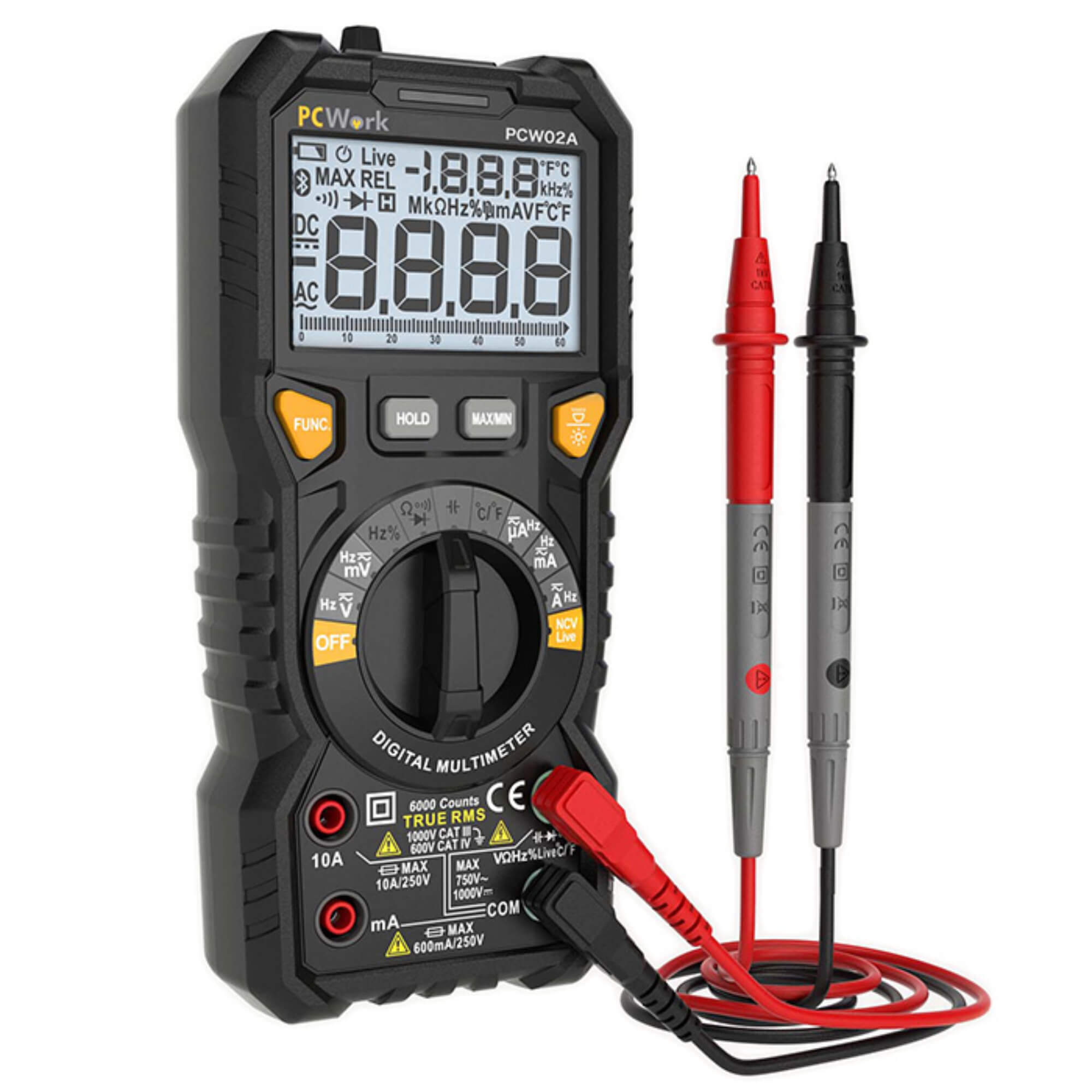 PCW02A Digitalmultimeter, True RMS, CAT IV 600V