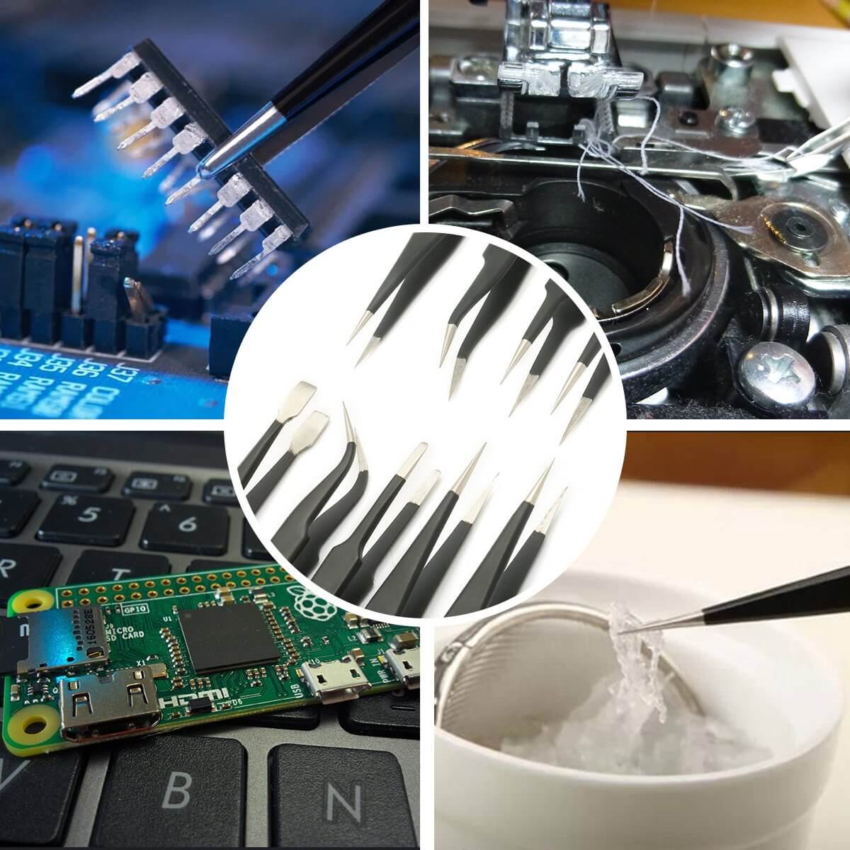 PCW08G Pinzettenset, ESD-sicher, 9-teilig, Edelstahl