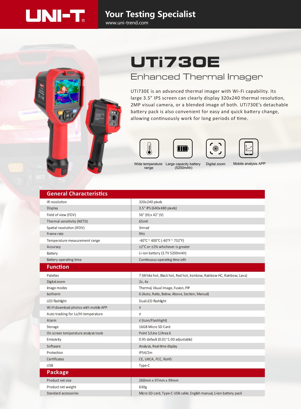 UTi730E Profi Wärmebildkamera, 320 x 240